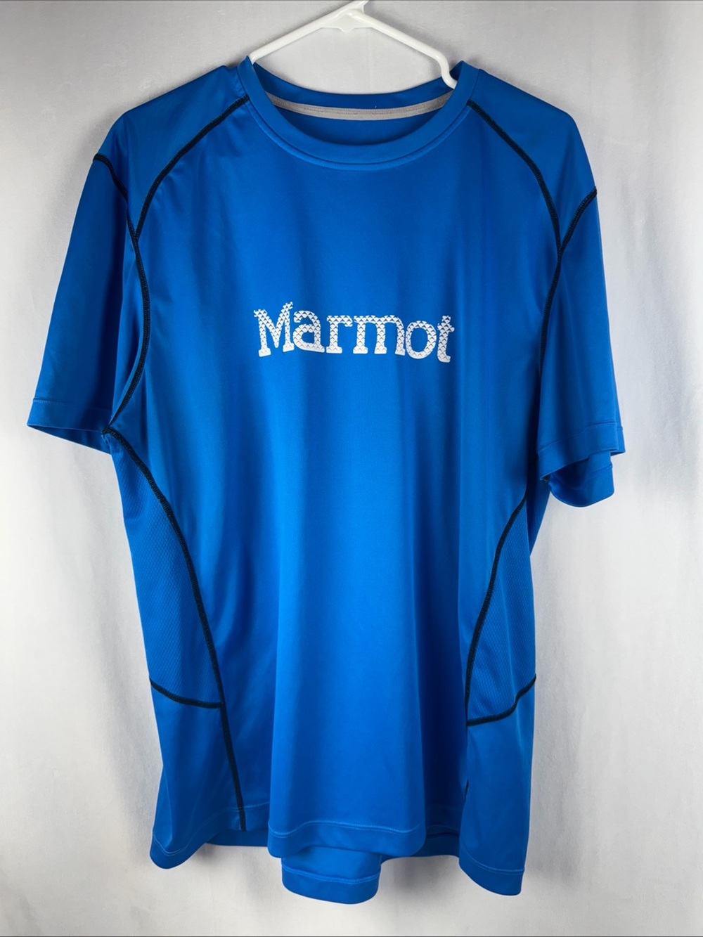 Marmot Short Sleeve Shirt Polyester Size XL Blue EUC